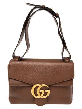 Gucci GG Marmont Brown Leather Shoulder Bag | Medium | Gold Hardware